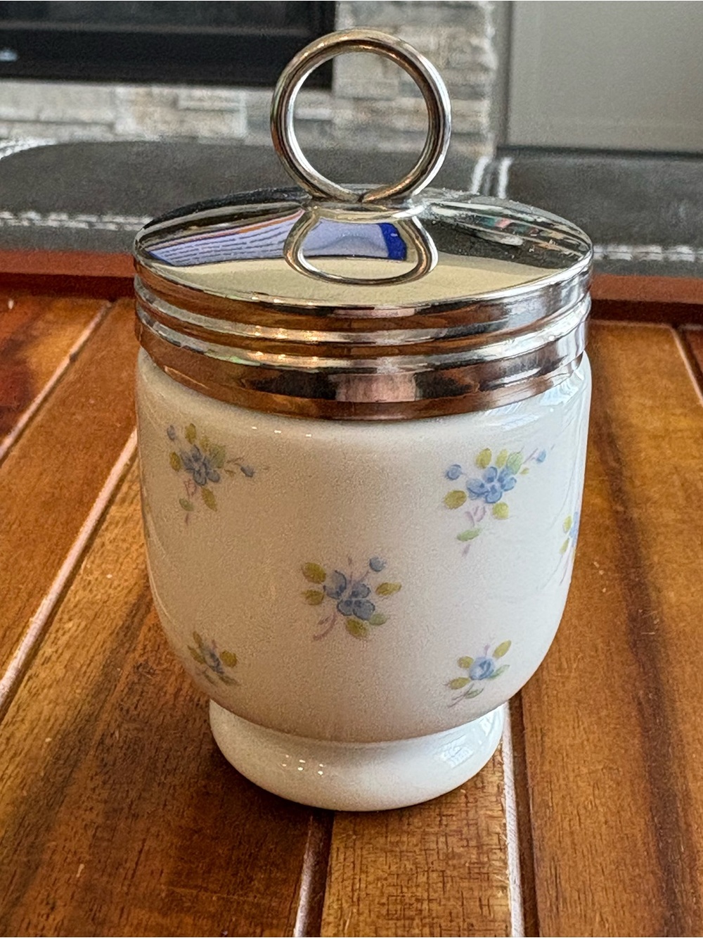 Royal Worcester 3” Egg Coddler Cottage Flowers Pattern Rare